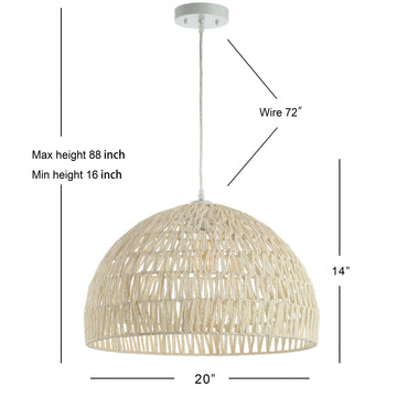 Campana 20" Bohemian Modern Woven Rattan/Iron LED Pendant